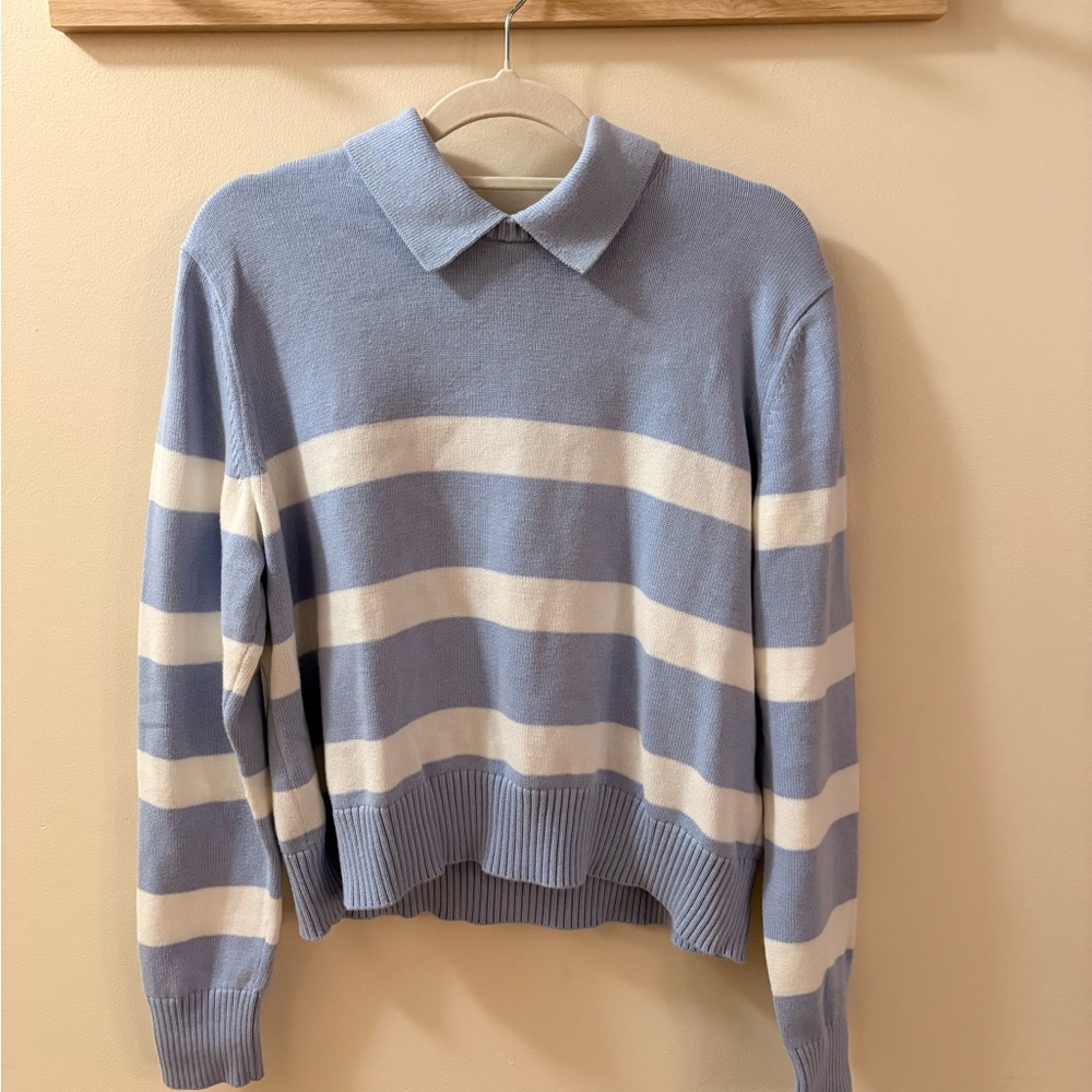 Banana Republic Blue and Cream Striped Sweater